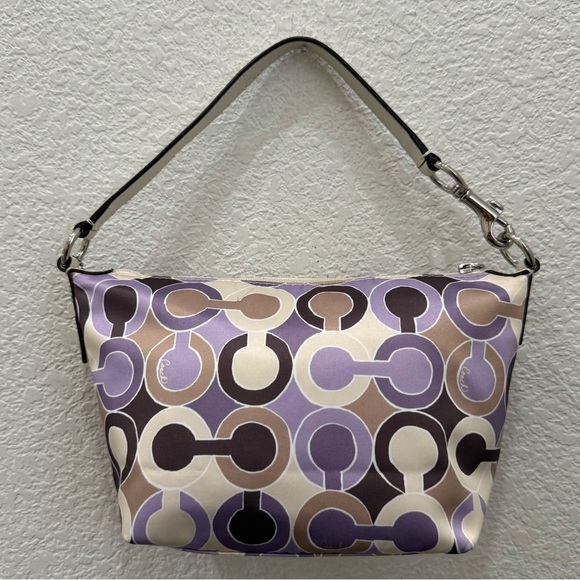 COACH 44837 Julia Outline OP Art Lilac Sateen Pouch Small Purse Shoulder Handbag - Picture 10 of 16